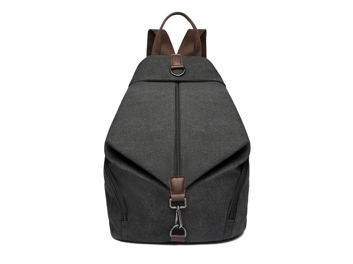 Mochila De Moda Para Mulher, Mochila Vintage De Lona Anti-roubo Com Grande Capacidade (preto)