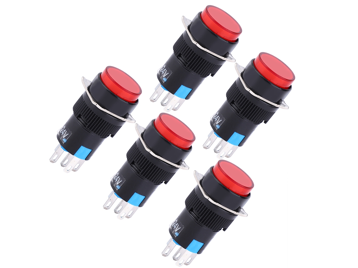 Interruptor Push Button Redondo 5-pino Com Luz