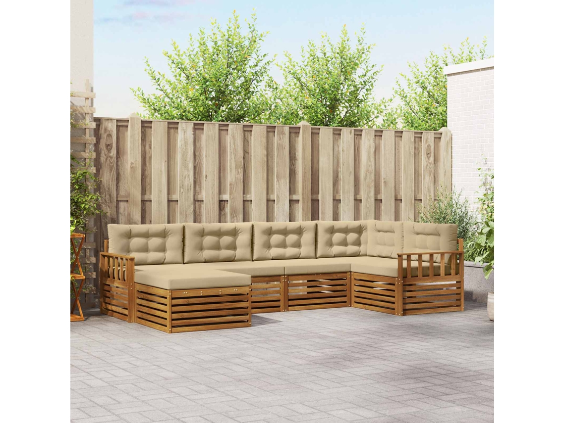 Vidaxl Conjunto De Sofás Para Exterior 6 Unid. Natural E Bege