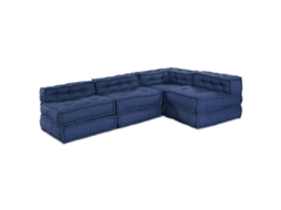 Vidaxl Unidade De Sofá Modular Tecido Índigo 210 X 140 X 56 Cm
