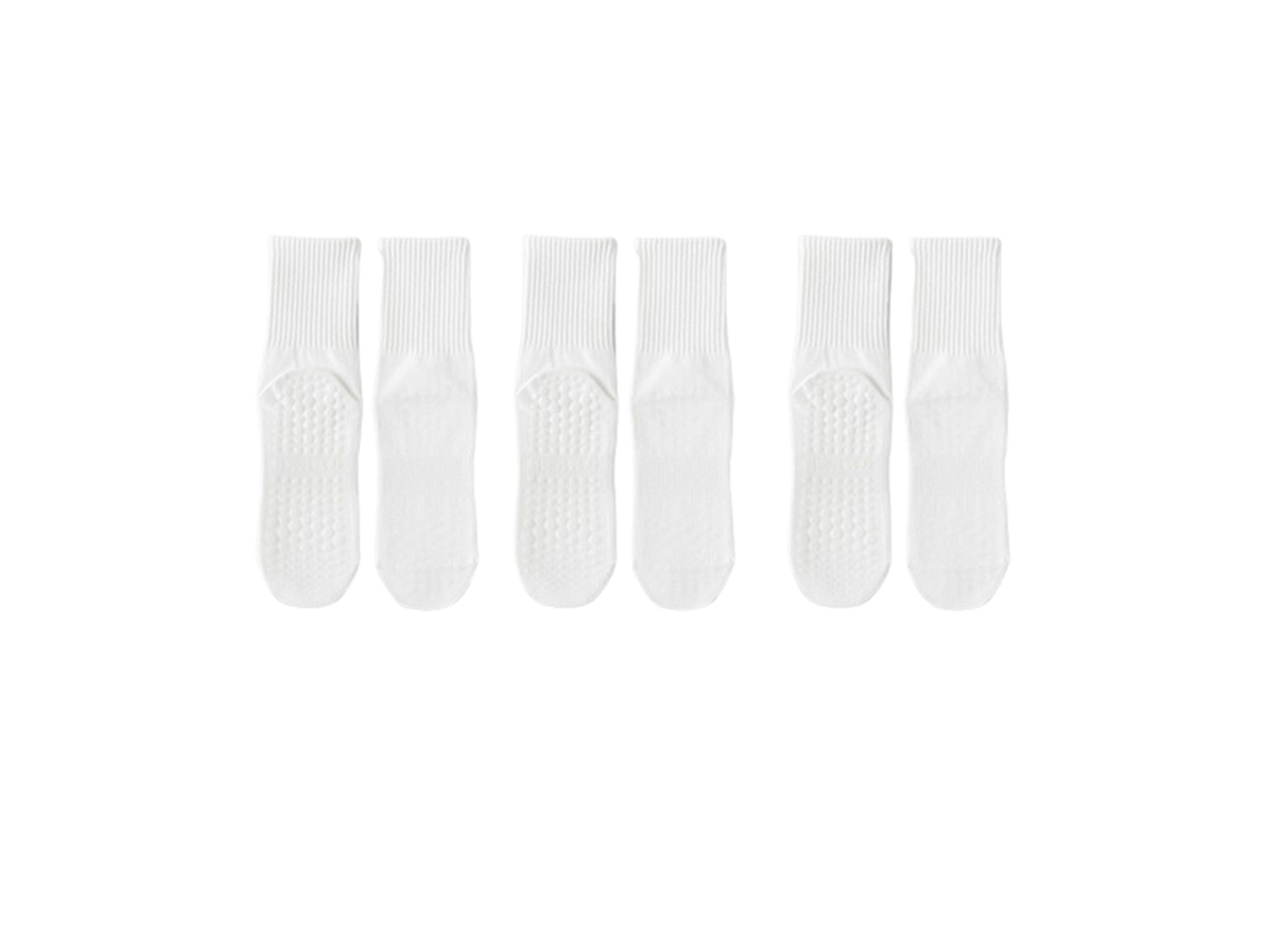Meias de Ioga, 3 Pares, Antiderrapantes, Cores Branca AQUAFORGE
