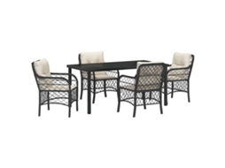 Maison Exclusive - Conjunto De Jantar Para Jardim Com Almofada 5 Pcs Preto Vime Pe