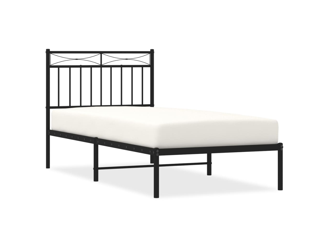 Estrutura de Cama com Cabeceira 90x190 Cm Metal Preto MAISON EXCLUSIVE