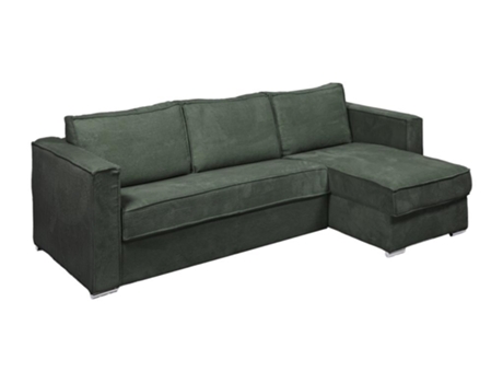Sofá-cama de canto com abertura italiana e reversível em veludo verde 140 cm Cama 22 cm Colchão Loreto VENTE-UNIQUE