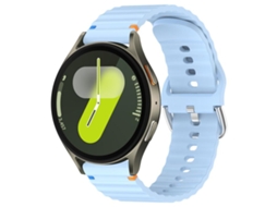 Bracelete para Samsung Galaxy Watch 7 Silicone com Grãos Ondeado Costurado (20mm) Azul Claro XIAOMOYU (40/44mm)
