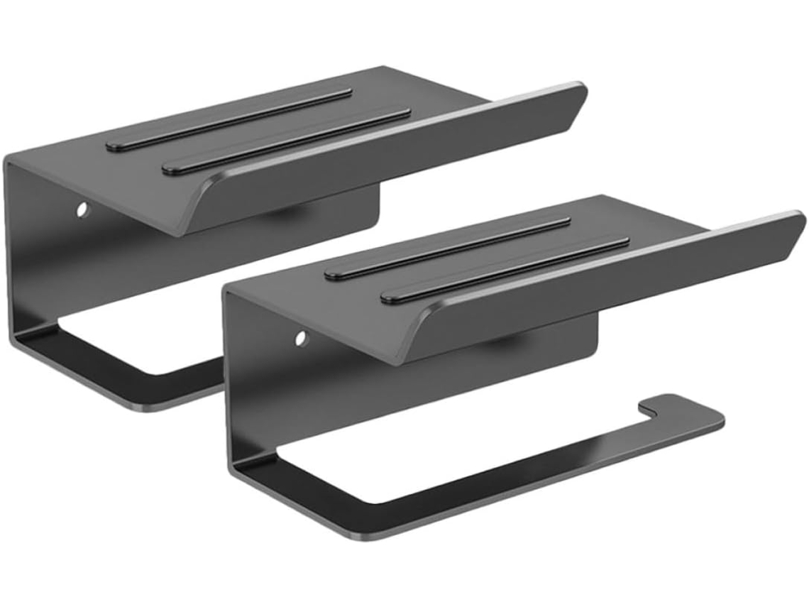 Suporte De Papel Higiênico Parede Abaodam Em Ferro Preto, Design À Prova De Ferrugem E Prateleira Armazenamento
