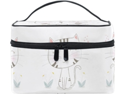Necessaire de maquiagem fofa de gatinho, com zíper, para viagens