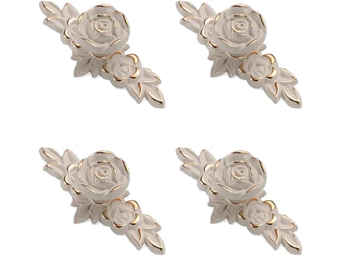 Conjunto de 4 puxadores Euro Rose com placas de fixação vintage BRILVIBERA