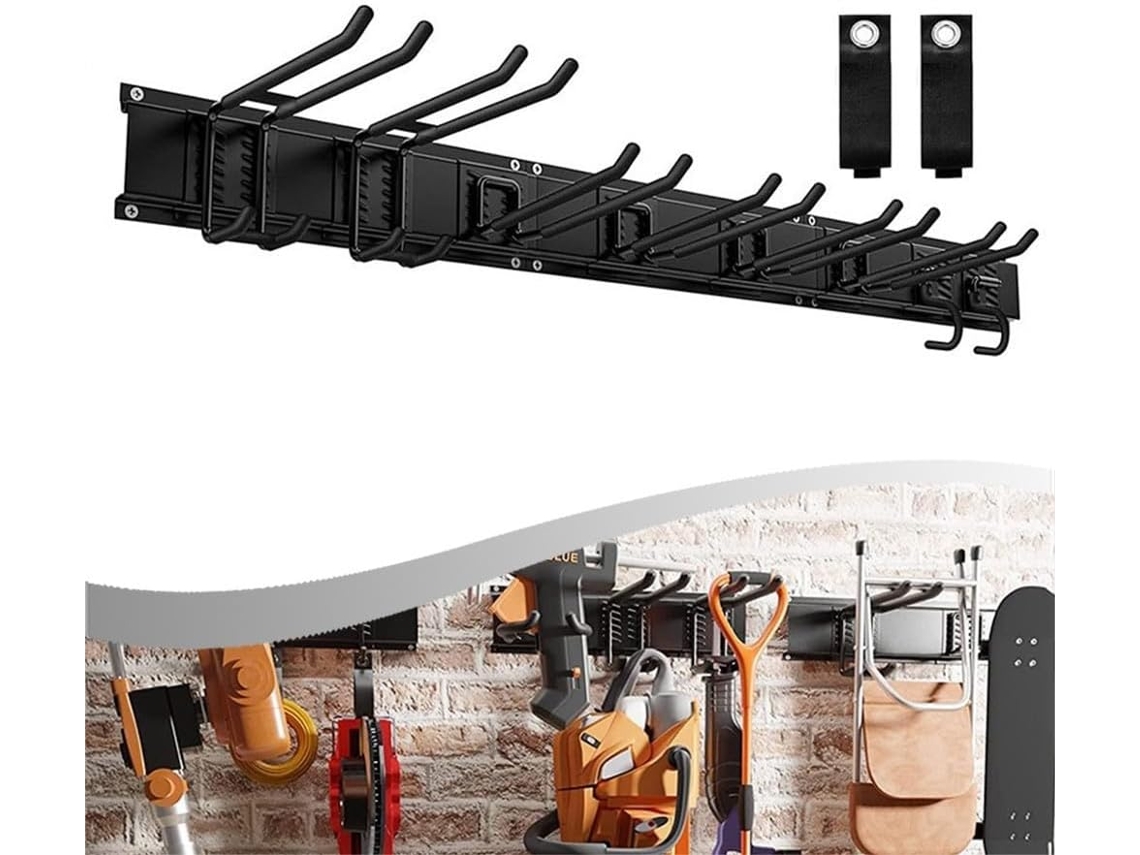 Conjunto De 9 Ferramentas De Aço, Ancinhos E Prateleira De Armazenamento Para Garagem, Para Montagem Na Parede.
