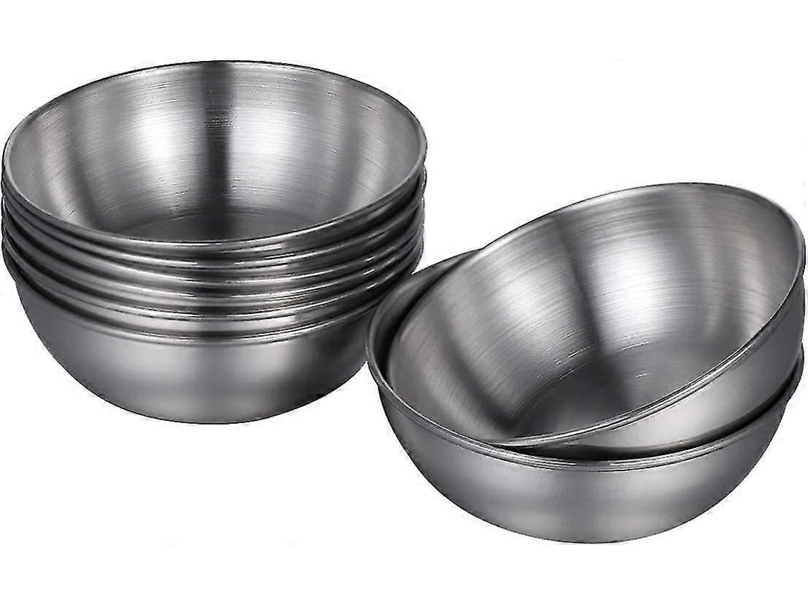 4 Pratos Minis Redondos de Aço Inoxidável para Molhos, Condimentos e Aperitivos em Ouro Hogar Plata 8 Piezas