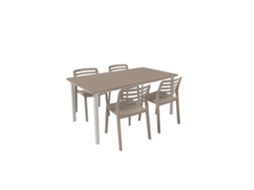 Set 4+1 Cadeiras-mesa Exterior Areia/branco - Areia Noa160-wind Garbar