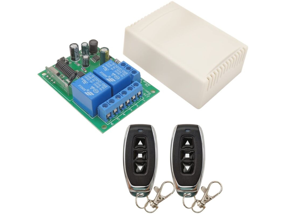 Controle Remoto Universal Para Portões, Ac 240v 10a, Receptor De Relé 2 Canais Com Transmissores, Preto, 100 G