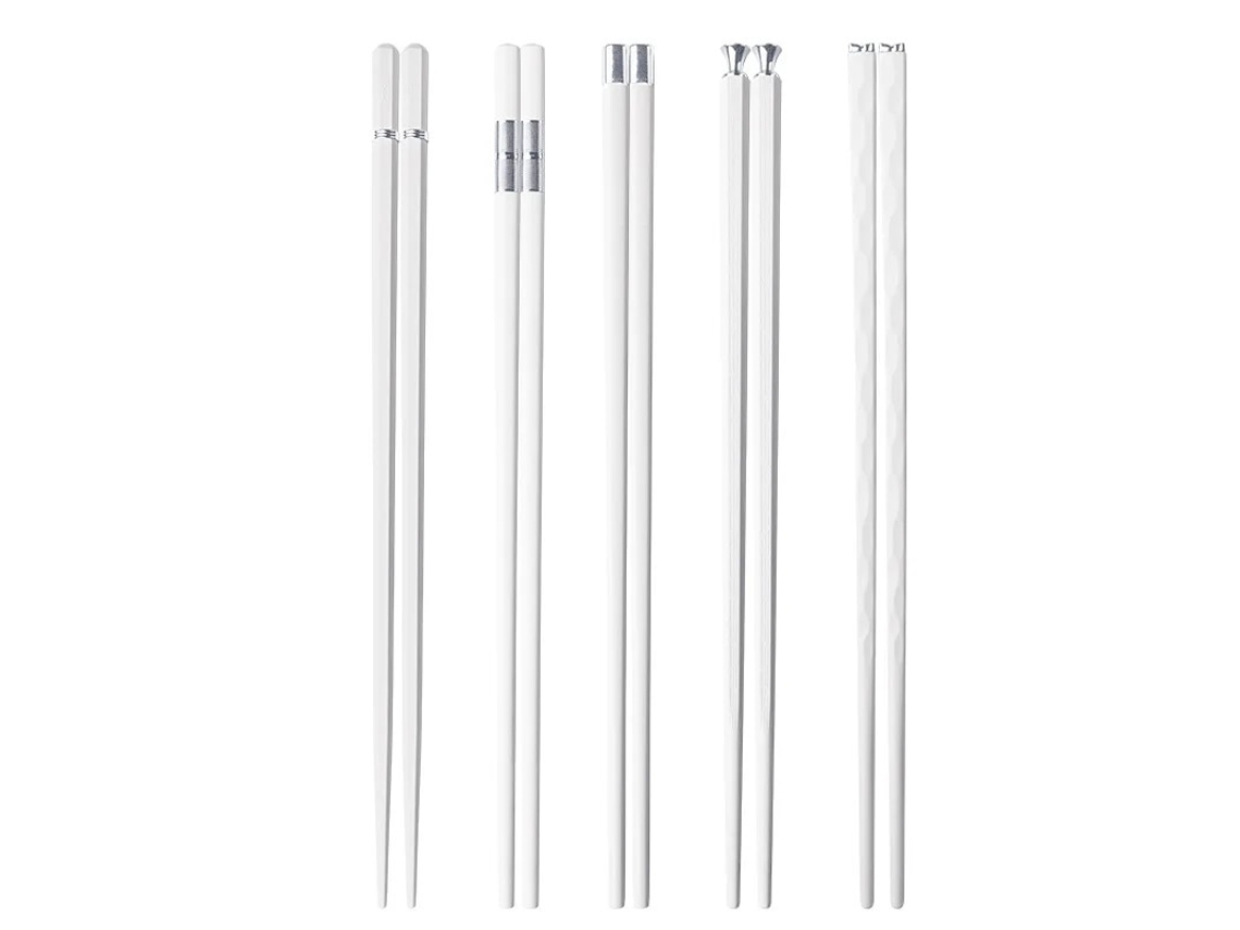 Conjunto De Utensílios De Mesa Chinesa Em Aço Inoxidável 5 Peças Antiderrapante De Alta Qualidade Branco