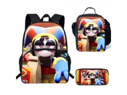 Conjunto De Três Peças De Mochila Infantil Com Motivos De Circo: Mochila Escolar Com Alças, Lancheira Térmica E Estojo, Padrão 26