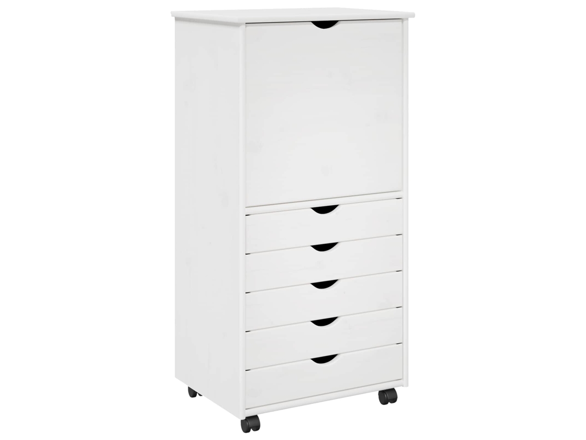 Conjunto 1 Unidades De Armazenamento Vidaxl Branco Madeira De Pinho Maciça (53 X 39 X 103 Cm)