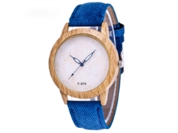 Relógio de Pulso para Casais com Pulseira de Couro Design Simples Azul para Amantes