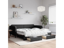 Vidaxl Sofá-cama Com Gavetão E Gavetas 100x200 Cm Tecido Preto