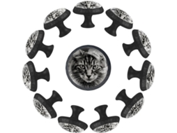 Puxadores Redondos Para Armários De Cozinha, Puxadores Para Gavetas De Cômoda, 12 Peças, Com A Frase Bad Look At Cat