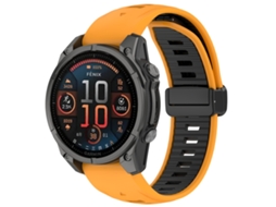 Bracelete para Garmin Fenix 8 Amoled Silicone Magnético Duas Cores Laranja + Preto XIAOMOYU (43mm)