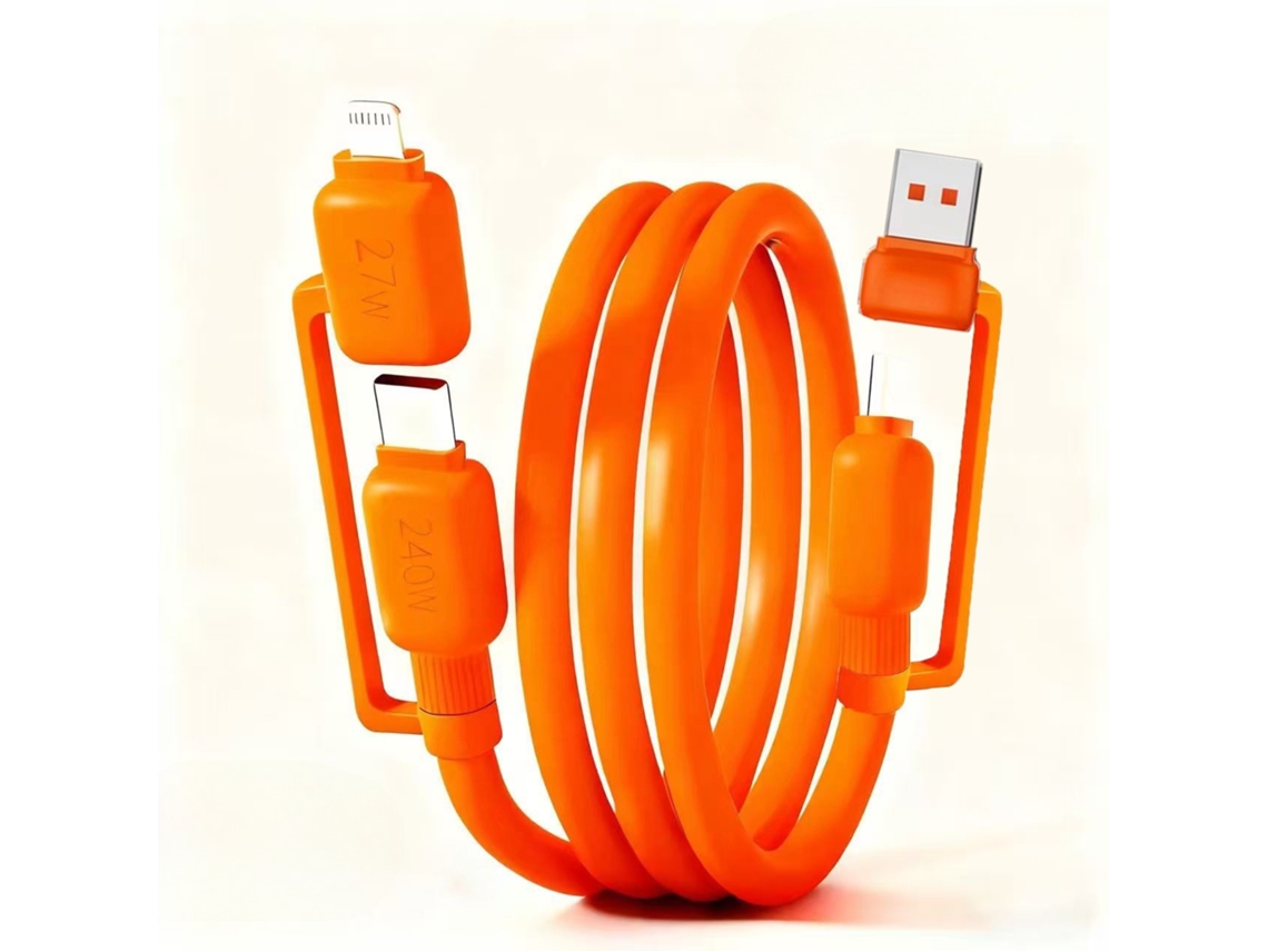 Cabo De Carregamento Rápido 4 Em 1 Com 240w E 200 Cm, Compatível Com Iphone 17/16/15/14, Macbook, Ipad E Notebooks Laranja Panoona