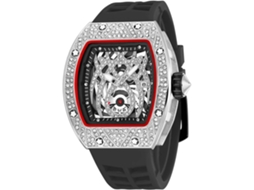 Masculino Bling Punk Diamante Cristal Quartzo Analógico Pulseira de Silicone Relógio de Pulso Desportivo