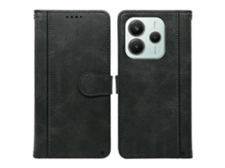 Capa De Couro Com Textura De Bezerro Estilo Livro Para Xiaomi Redmi Note 14 4g (163,25 Mm) Preta