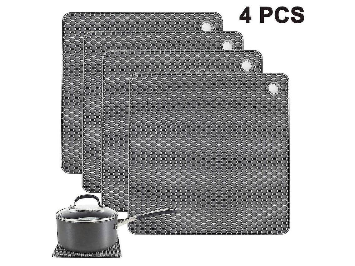 Rebe 4pcs Alfombrillas de Silicona Cuadrada de Grado Alimentario, Impermeable Y Antideslizante Estilo 2