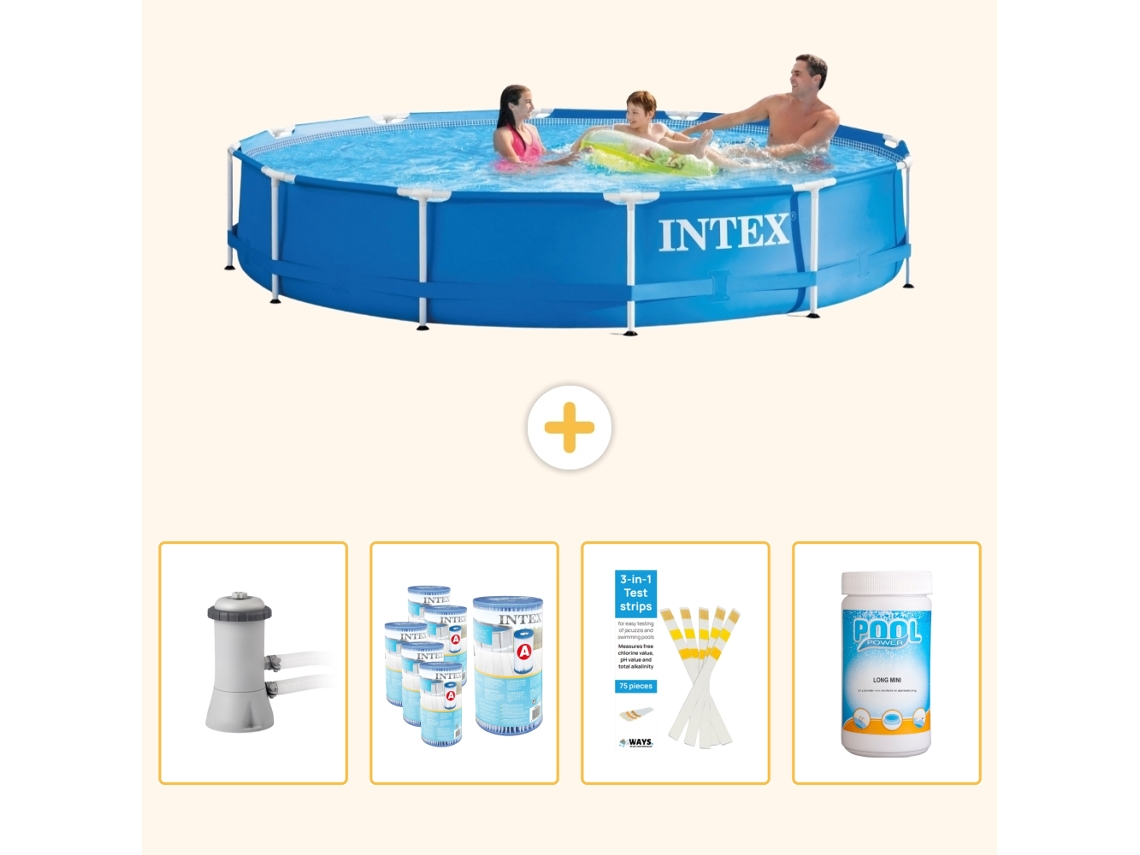 Intex Piscina Com Estrutura Redonda - 366x76 Cm - 5-peças Scb85
