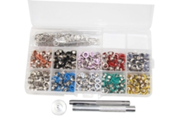 Kit com 400 Ilhós Metálicos Multicoloridos, Ferramentas de Instalação, Caixa de Armazenamento e Acessórios. SFUSHOS