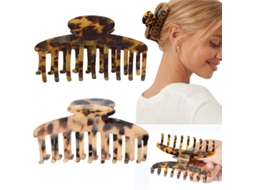 2 Presilhas Grandes Forma Garra Banana Casco Tartaruga 3.8 Polegadas Cabelo Grosso Menina