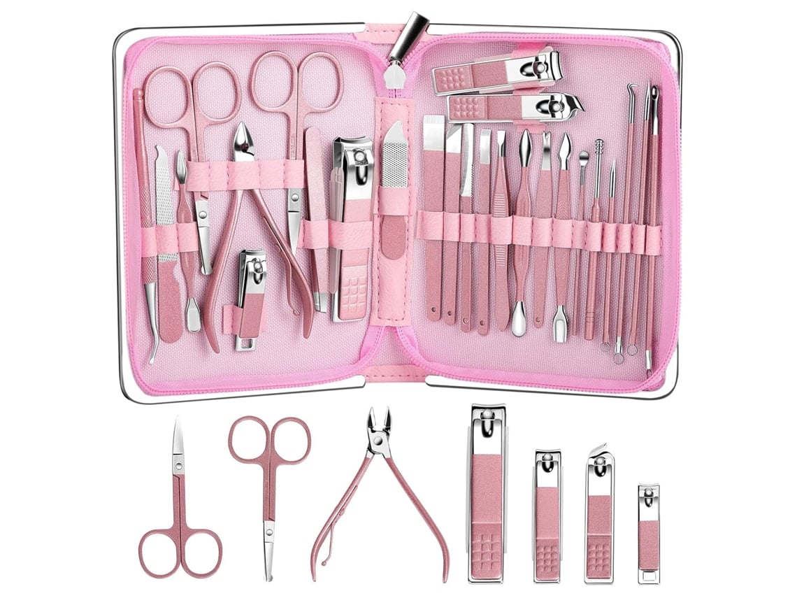 Kit De Manicure 26 Pcs, Tesouras Para Unhas, Kit De Pedicure Em Aço Inoxidável, Ferramentas De Cuidado Profissional, Kit De Viagem Para Mulheres E Hom