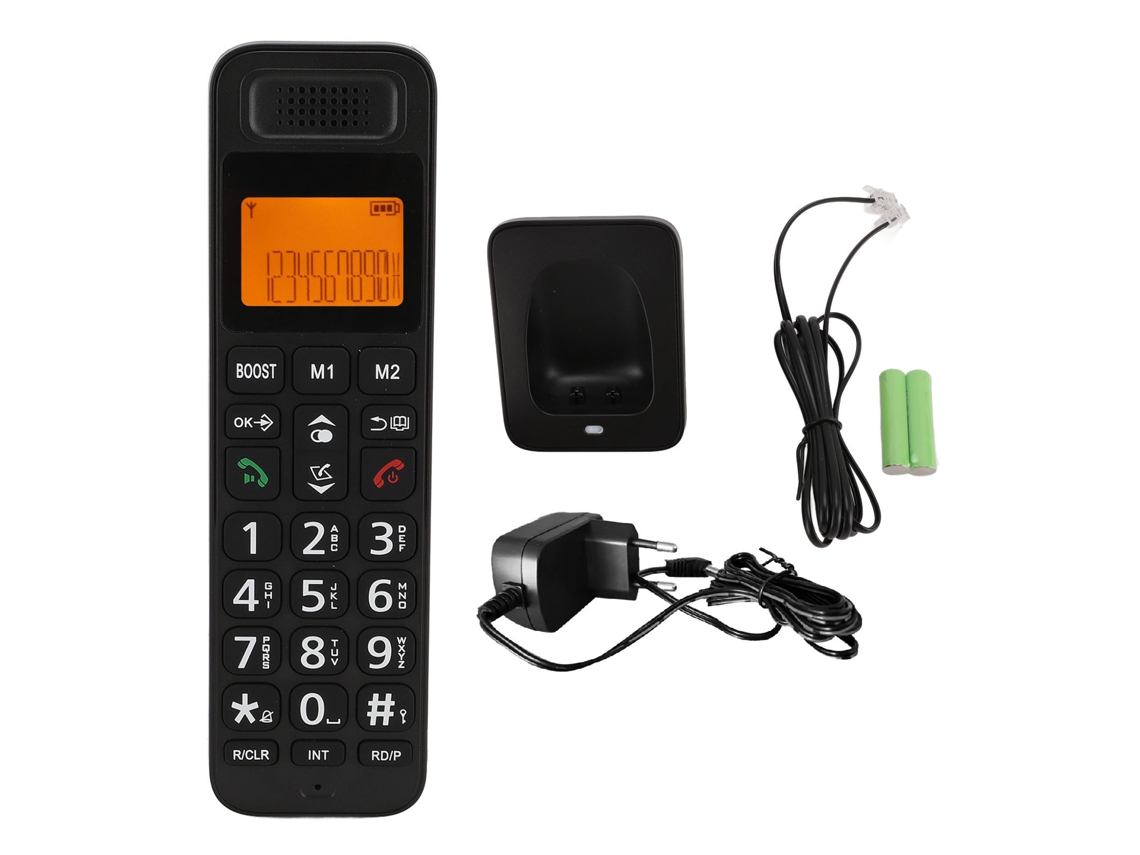 Telefone Sem Fio Com Teclas Grandes Tela Amarela Iluminada Handsfree Multifuncional Plugue Eu