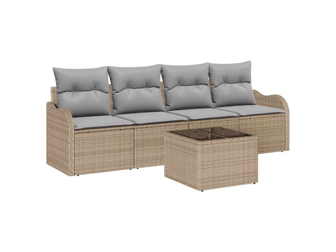 Maison Exclusive - Conjunto De Sofá De Jardim Com Almofada 5 Pcs Bege E Cinza