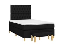 Vidaxl Cama Boxspring Com Colchão 120x190 Cm Tecido Preto