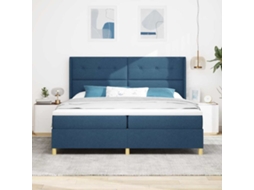 Vidaxl Cama Box Com Cabeceira Azul 200 X 200 Cm Tecido