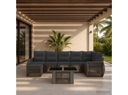 Vidaxl Conjunto De Sofá De Jardim 8 Unid. Cinza E Cinza Escuro Vime Pe