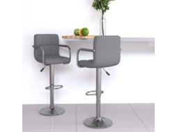 Vidaxl Bancos De Bar 2 Pcs Couro Artificial Cinzento