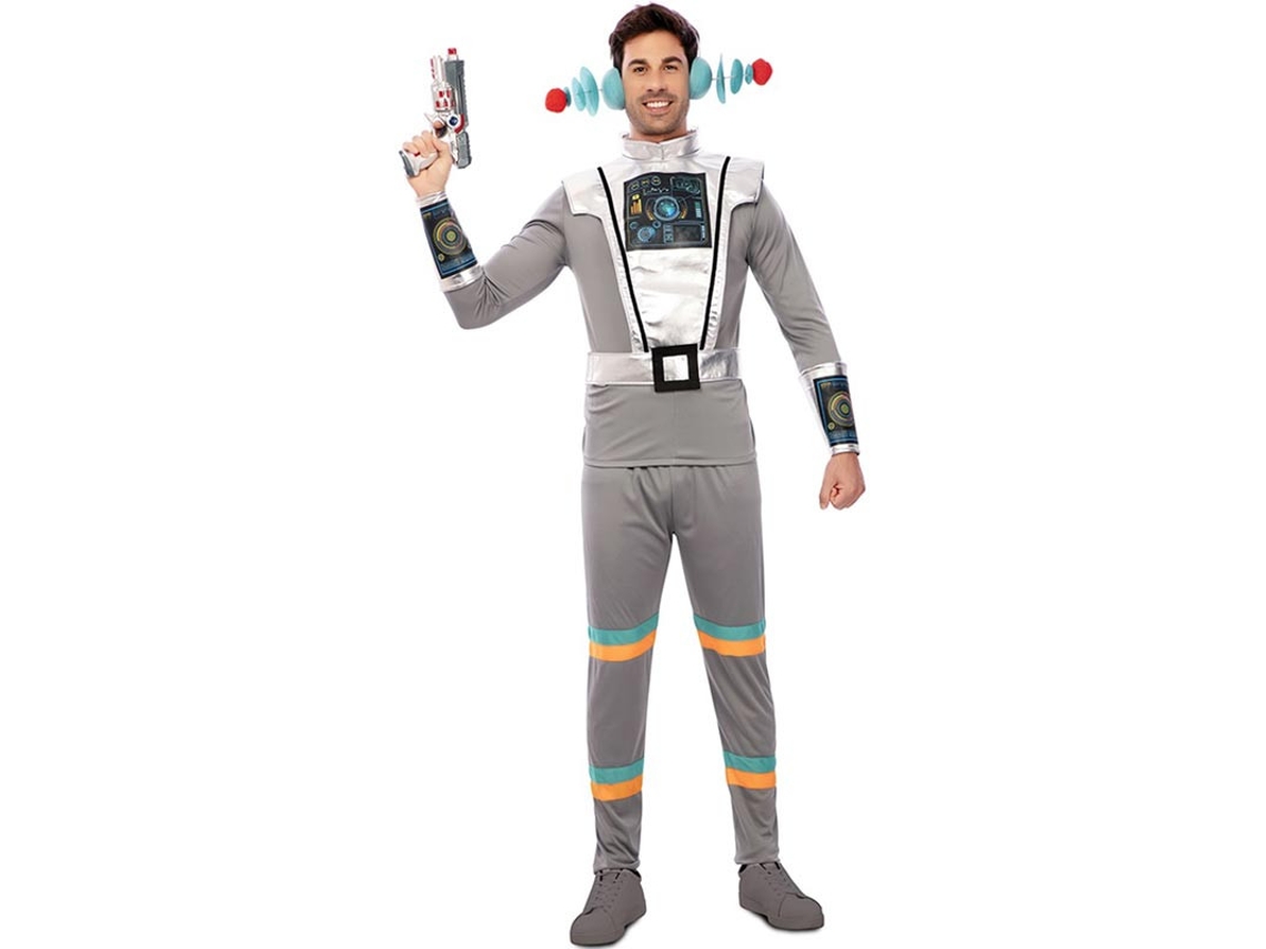 Fantasia de agente espacial cinza com pulseiras para homem