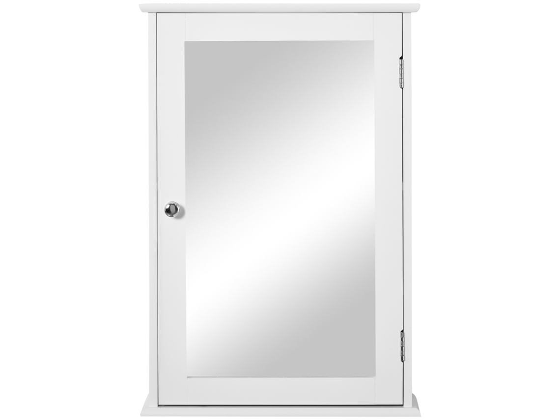 Armário De Casa De Banho Com Espelho Com Para De Com 1 Prateleira Estilo Moderno 41x14x60 Cm Branco