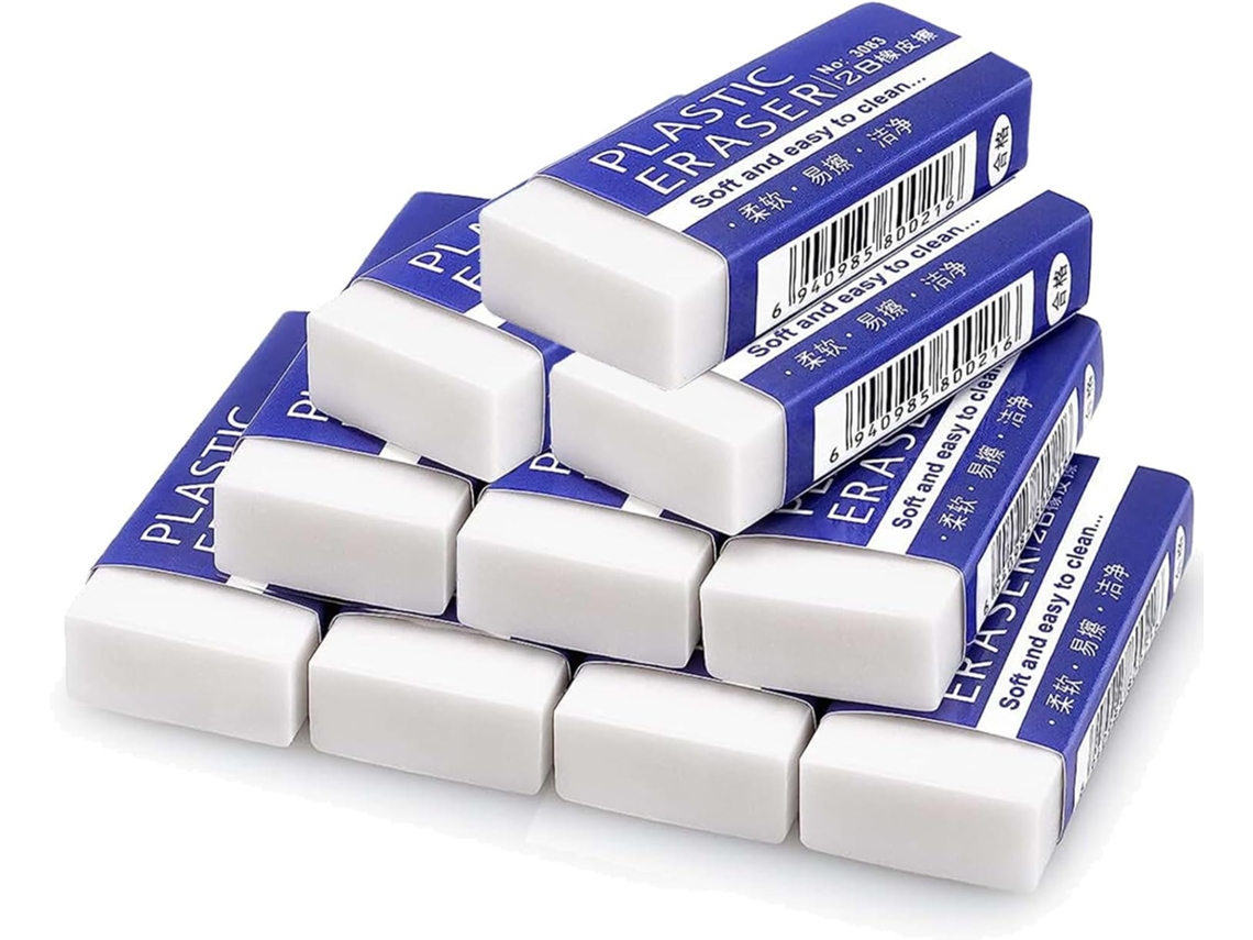 12 Peças Borrachas Brancas De Borracha, Borrachas De Plástico Macio, Para Lápis 2b, Para Crianças, Desenhos, Escola, Escritório, Casa, Artes