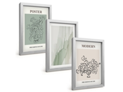 Quadros Decorativos Para Paredeflores Em Um Vaso Moderno Moldura Prateada Quadros Para O Escritório Espelharte (3 Peças 20x30 Cm)