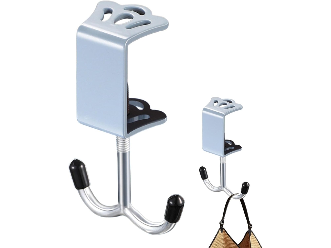 Suporte Para Fones De Ouvido Com Gancho Duplo Em Ferro, Ideal Para Uso Embaixo Da Mesa Ajustável Em Espessura, Perfeito