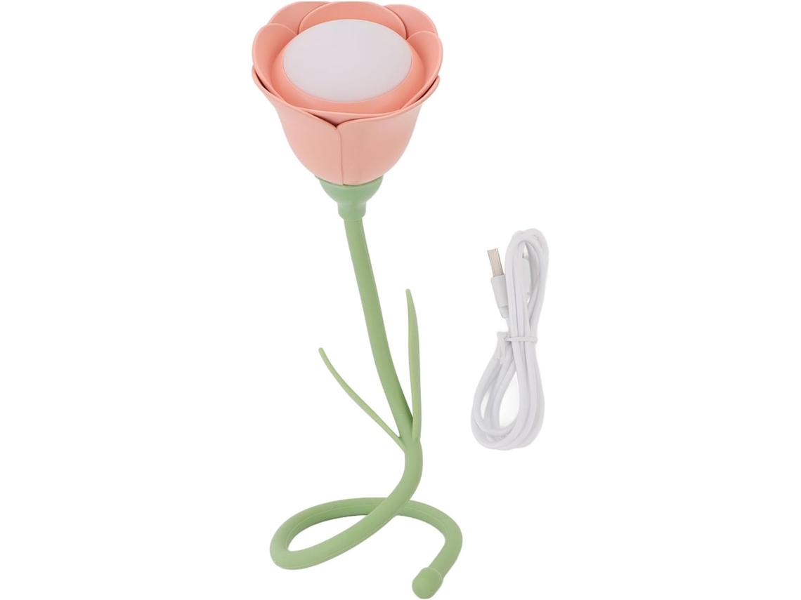 Luminária noturna em formato de flor, luz ambiente infinitamente regulável, pequeno abajur para quarto, Macio