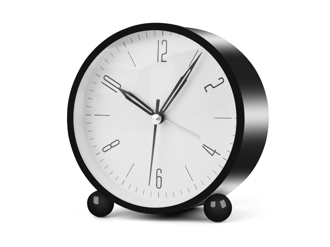 Despertadores Analógicos para Quartos, 4 Polegadas Silenciosos, Sem Tique taque, Operados por Bateria, com Luz Noturna, Pequeno Relógio de D EHSTMIND