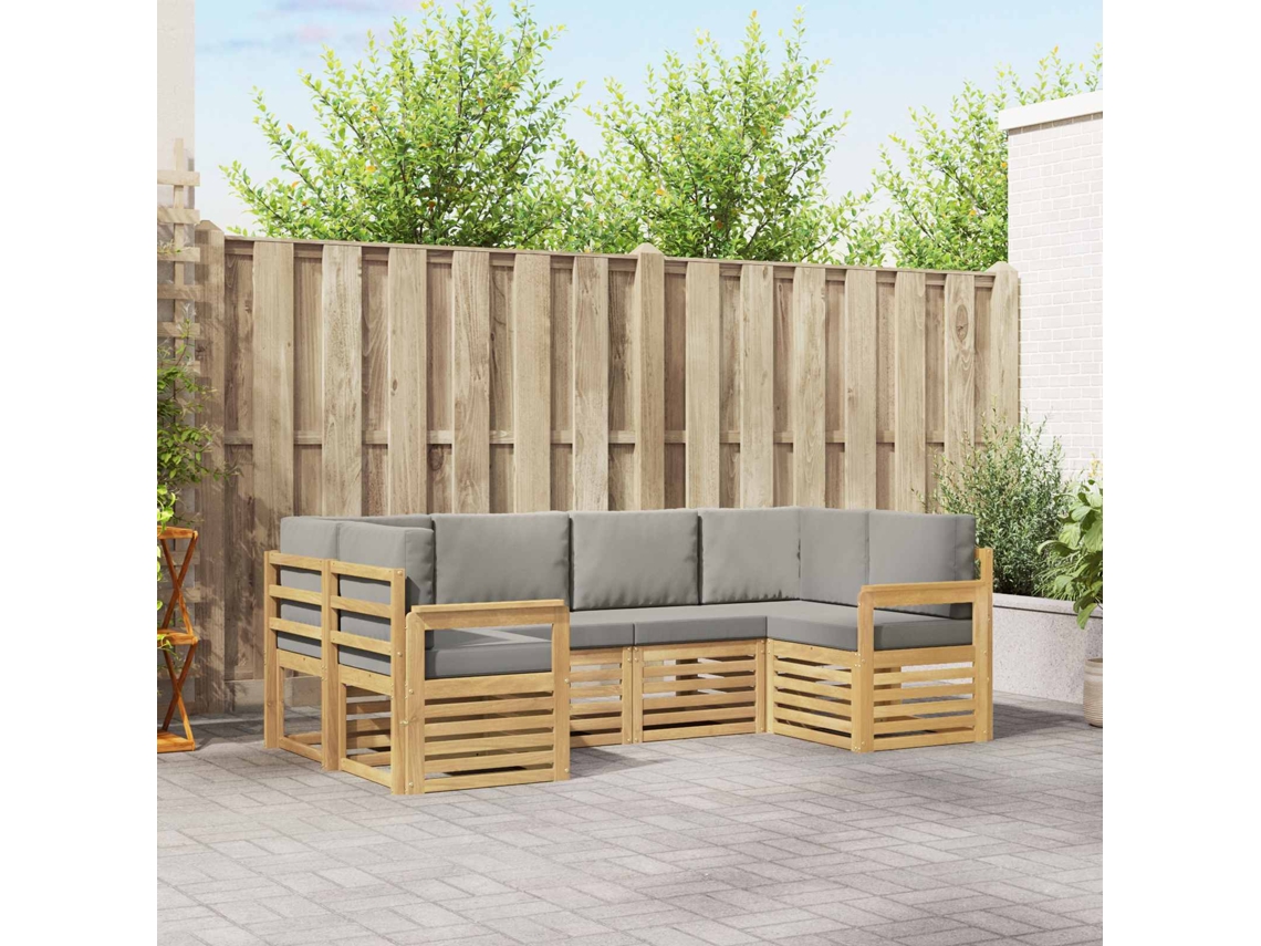 Vidaxl Conjunto De Sofás Para Exterior 5 Pcs Branco E Cinza Claro