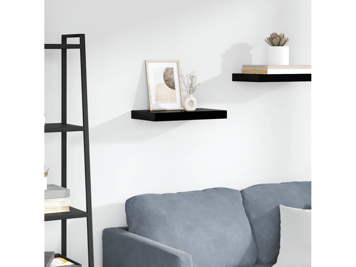 Vidaxl Prateleira De Parede Suspensa 40x23,5x3,8 Cm Mdf Preto