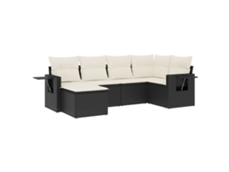 Conjunto 6 sofás de jardim c/ almofadões VIDAXL vime PE preto