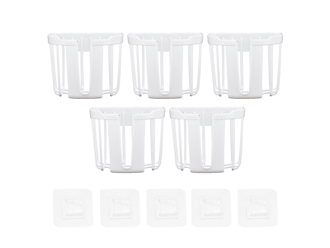 5 Porta rollo de Banheiro Colado Sem Perfurar Design Hollow Plástico Branco para Banheiro Cozinha
