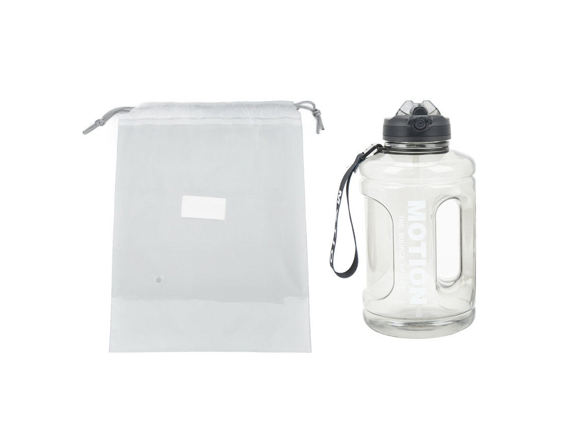 Garrafa Desportiva 1500ml com Canudo e Tampa Pop Preta