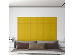 Vidaxl Cabeceira De Parede 12 Unid. Amarelo Veludo